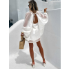 Bílé elegantní oversize boho krátké šaty NANDON (Veľkosť ONESIZE)
