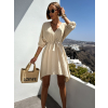 Béžové ľahké šaty MULLBERY s výstrihom a opaskom