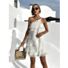 Biele koktailové asymetrické šaty JUJUBE s volánikmi