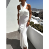 Biele variabilné dlhé spoločenské šaty HAARLEN