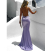 Svetlo fialové dlhé saténové šaty MARSELLE s holým chrbtom