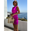 Fialové letné krátke šaty LENKO s prestrihom