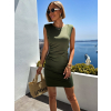 Kaki krátke koktailové šaty LENKO s prestrihom