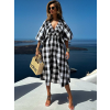 Čierne kockované voľné šaty JUSTYN 100% bavlna