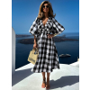 Čierne kockované voľné šaty JUSTYN 100% bavlna