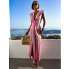 Ružové elegantné dlhé šaty DERSA s výstrihom