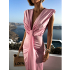 Ružové elegantné dlhé šaty DERSA s výstrihom
