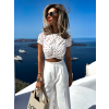 Biely kvetinový crop top MARWIN