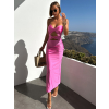 Ružové elegantné šaty MIKALE s prestrihmi