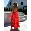 Červené dlhé volánikové šaty XOXITL