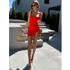 Červené krátke šaty AJDIN s rázporkom