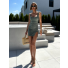 Kaki krátke šaty AJDIN s rázporkom