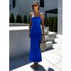 Modré dlouhé úzké šaty ARGIRIS na špagetová ramínka (Veľkosť ONESIZE)