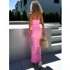 Růžové dlouhé úzké šaty ARGIRIS na špagetová ramínka (Veľkosť ONESIZE)