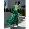Zelené luxusné letné kvetinové šaty AUTUMN s bodmi