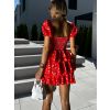 Červené květované krátké šaty CORNEL s volány (Veľkosť ONESIZE)