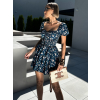 Modré krátke kvetinové šaty CORNEL s volánikmi