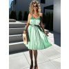 Svetlo zelené krátke plisované šaty CLAURA so zlatým pásikom