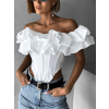 Biely elegantný top KOSTADIN s volánikmi