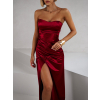Bordo spoločenské dlhé šaty KARLOT s korzetom