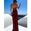 Bordo spoločenské dlhé šaty KARLOT s korzetom
