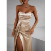 Zlaté dlhé spoločenské šaty ALITAN s korzetom