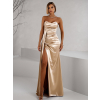 Zlaté dlhé spoločenské šaty ALITAN s korzetom