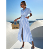 Modrobiele pruhované košeľové šaty TELICOR s opaskom