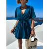 Petrolejové šifónové krátke šaty TULIAT