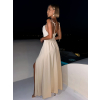 Béžové dlhé spoločenské šaty LERDISEL