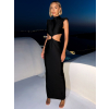 Čierne večerné šaty ALENi s prestrihmi