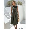Khaki jednoduché vzdušné šaty TIMEA s kapsami (Veľkosť ONESIZE)