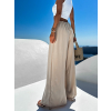 Krémové široké extra wide leg nohavice VATIKA