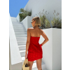 Červené koktailové kvetované mini šaty ATREY