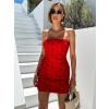 Červené koktailové kvetované mini šaty ATREY