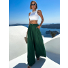 Smaragdové široké extra wide leg nohavice VATIKA
