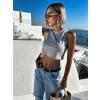 Šedý trblietavý crop top WIEKA