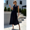 Čierne štýlové šaty SYNGAPOR s plisovanou sukňou