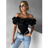 Čierny elegantný korzet KOSTADIN s volánikmi