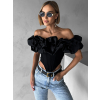 Čierny elegantný korzet KOSTADIN s volánikmi