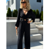Čierny elegantný overal AMETYST s prestrihmi