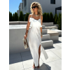 Biele dlhé šaty SAXONA s volánikmi