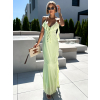 Svetlo zelené dlhé šaty SANDIE s volánikmi