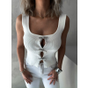 Bílý elegantní top LAURENT s mašličkami (Veľkosť M/L)