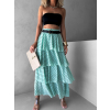Mentolová maxi volániková sukňa JESSIE s bodkami