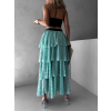 Mentolová maxi volániková sukňa JESSIE s bodkami