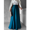 Petrolejová dlhá zavinovacia saténová sukňa DENISSE