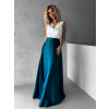 Petrolejová dlhá zavinovacia saténová sukňa DENISSE