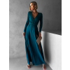 Petrolejové dlhé šaty JOELLIAN s dlhým rukávom