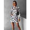 Bíločerné elegantní šaty YARMUR s dlouhým rukávem (Veľkosť ONESIZE)